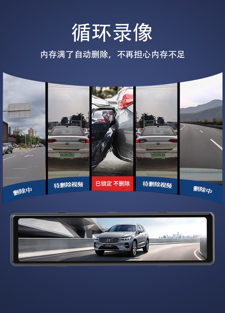 4K Dashcam-DVR mit Parkplatz-Schutz und Rückspiegel