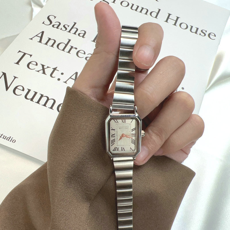 Minimalist women's watch, quartz, small square dial