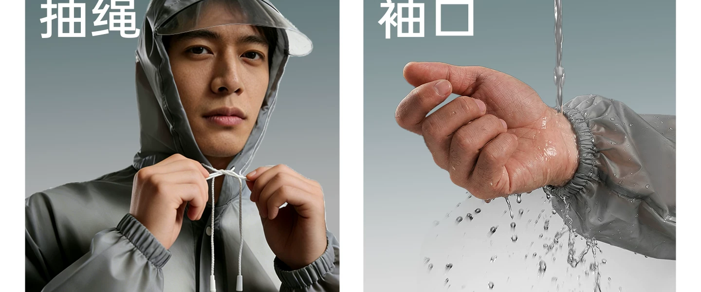 Reusable long raincoat, heavy rain protection