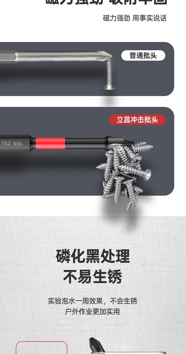 Elektrikli tornavida bitler, tungsten çelik, altıgen