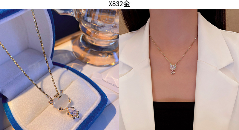 Titangold Damenkette mit Perlenkette