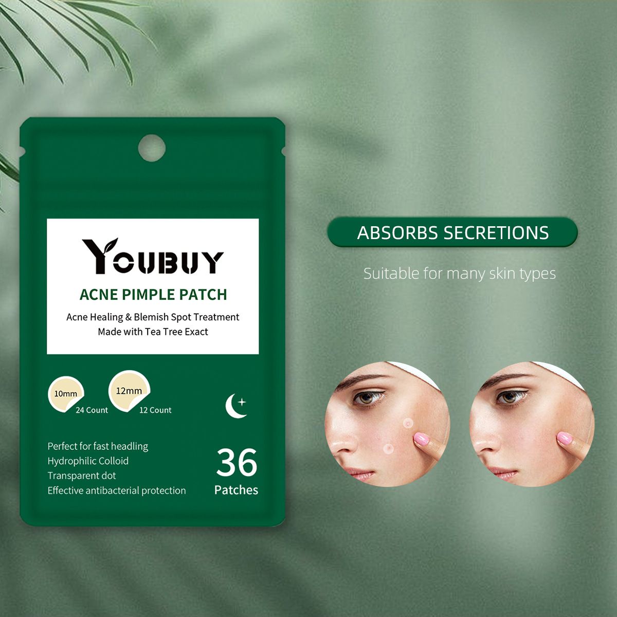 Youbuy 痘痘贴36粒装水胶体隐形痘痘贴日用夜用隐形贴痘痘贴