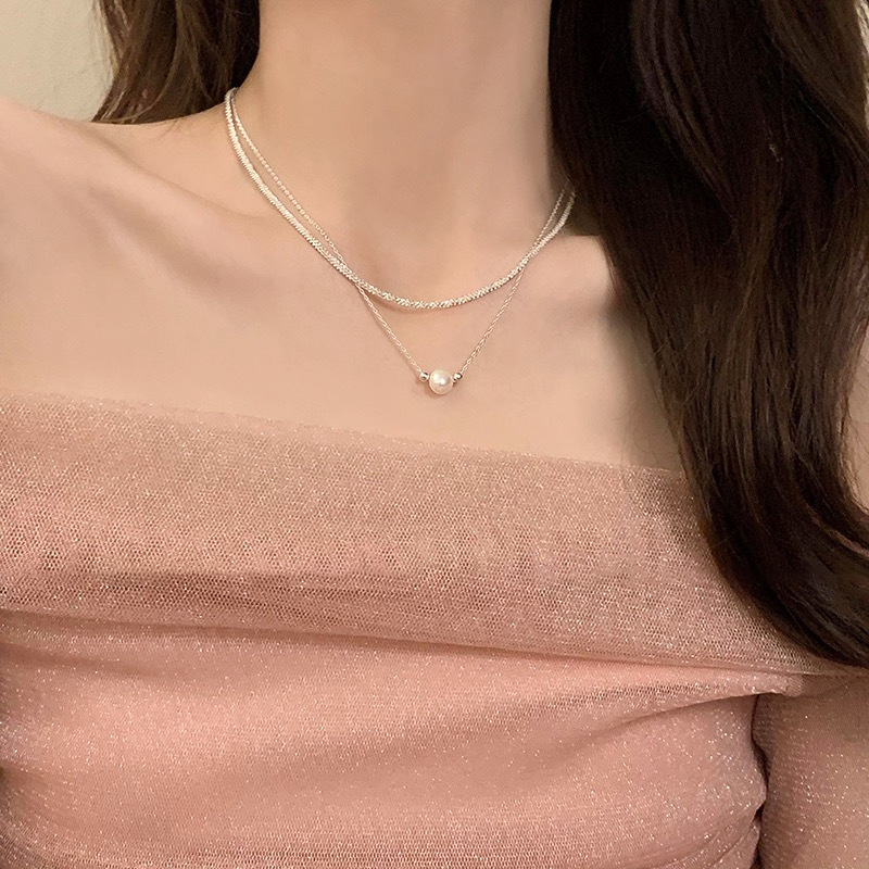 Doppellagige Perlenkette, Schlüsselbein-Kette