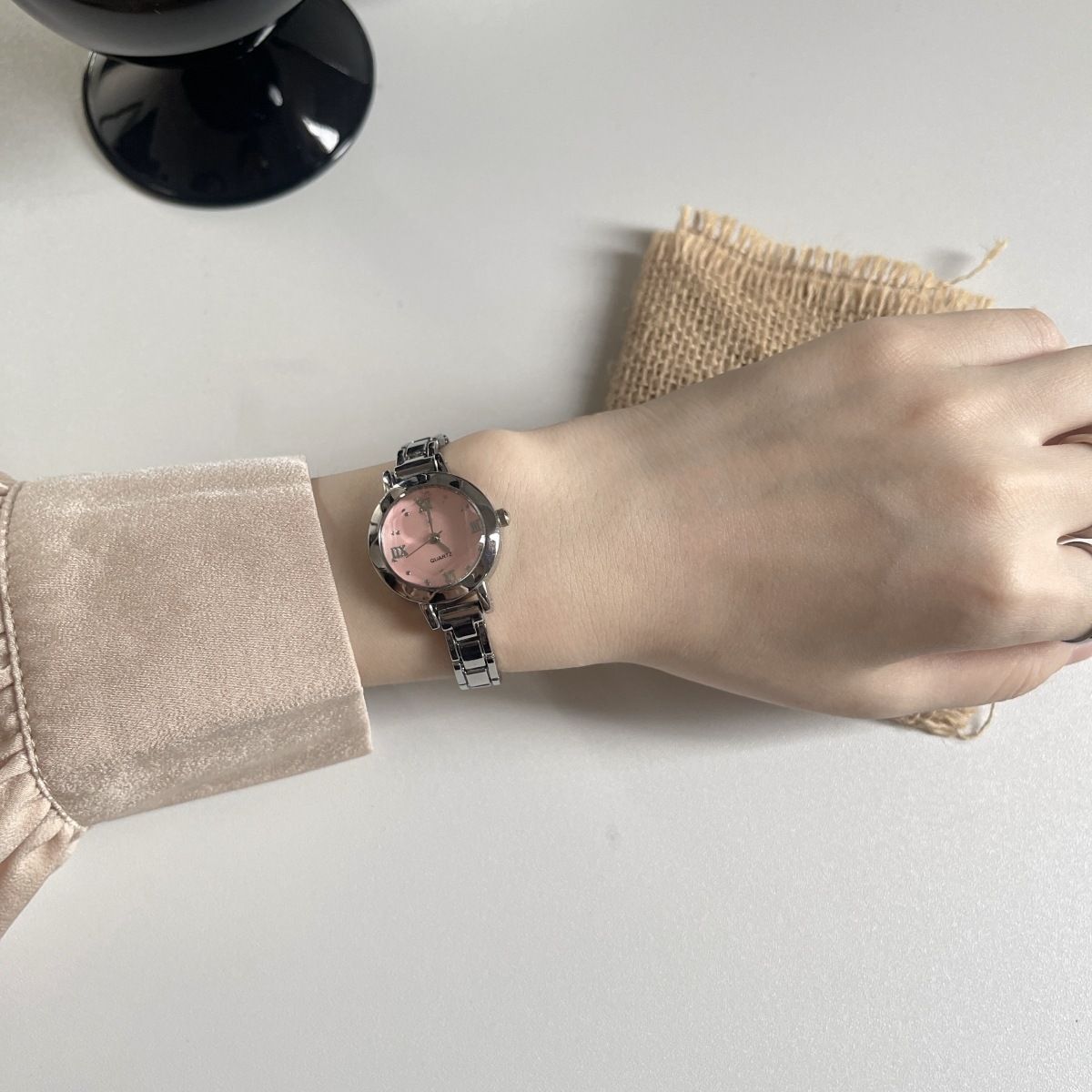 French style minimalist women's quartz watch slim band