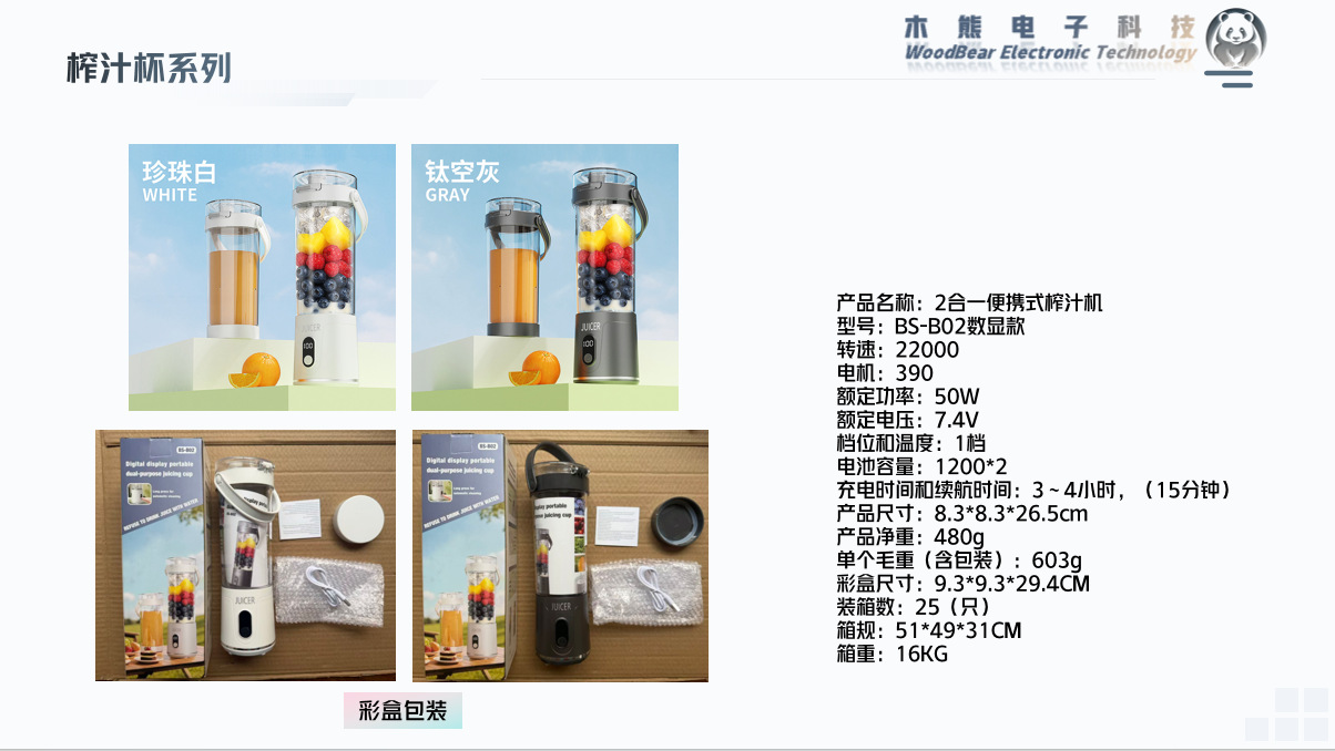 Portable electric juicer, ice crusher, wireless charging