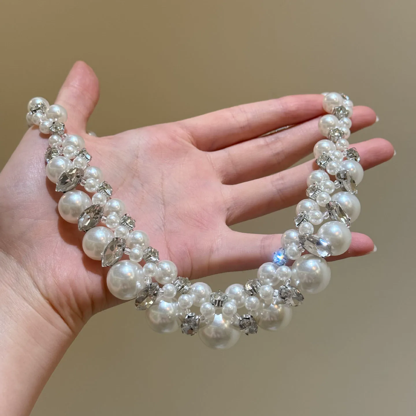 Vintage Schlüsselbein-Kette Luxus Perlen-Halskette Damen
