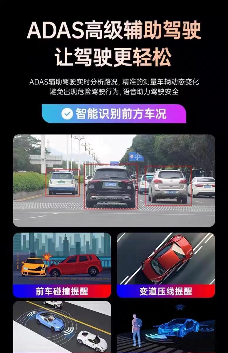 10-inch 4K dash cam, night vision with ADAS support