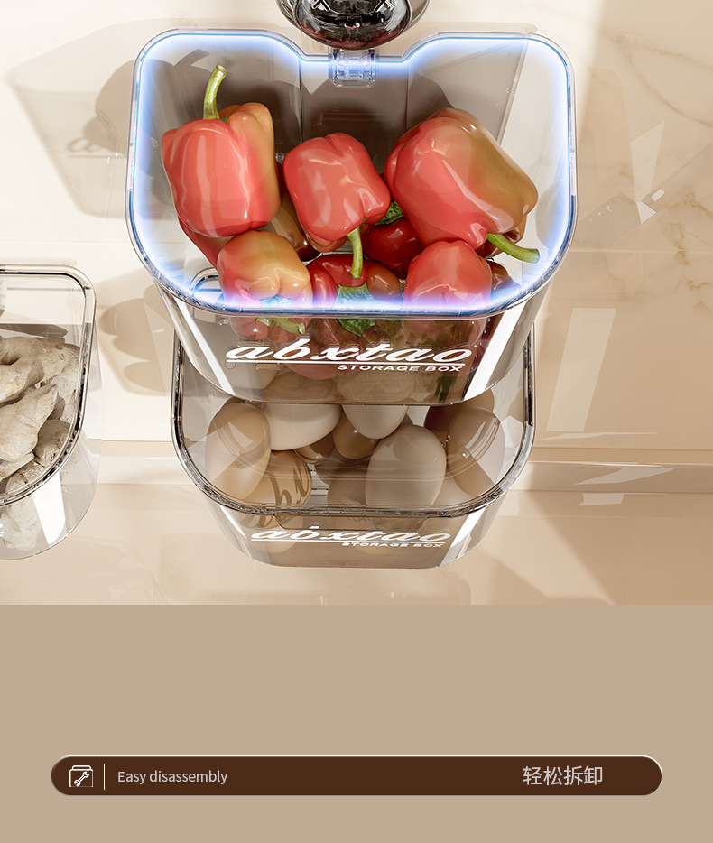 Kitchen spice storage box, wall-mounted suction cup