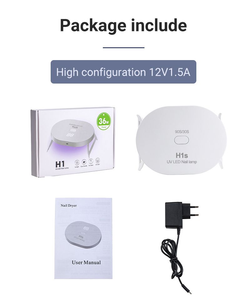 H1s LED nail lamp, 36W, smart induction