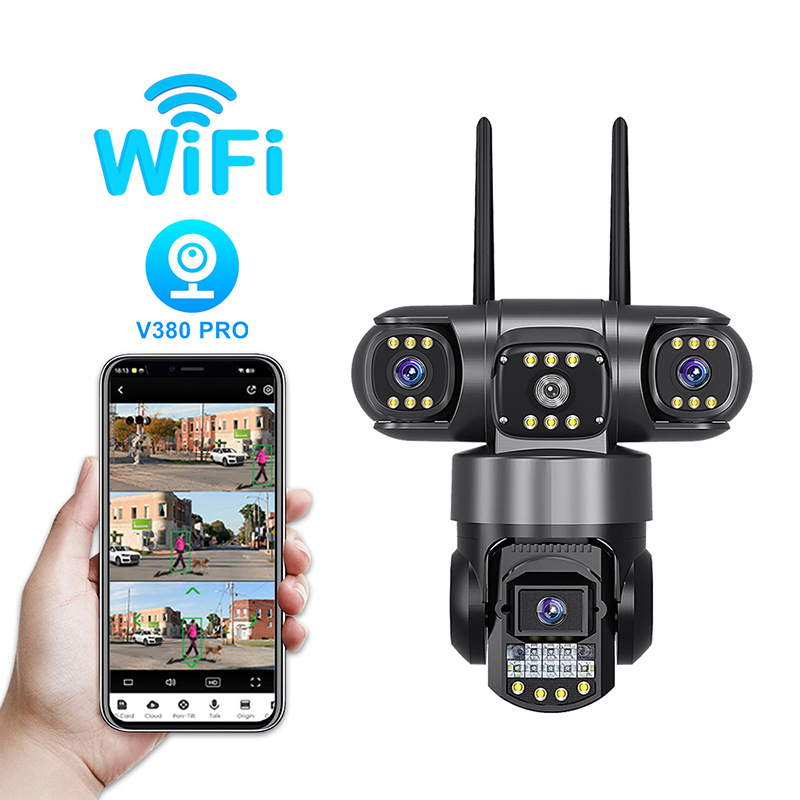 V380 Pro Surveillance Camera Triple Lens WIFI Outdoor
