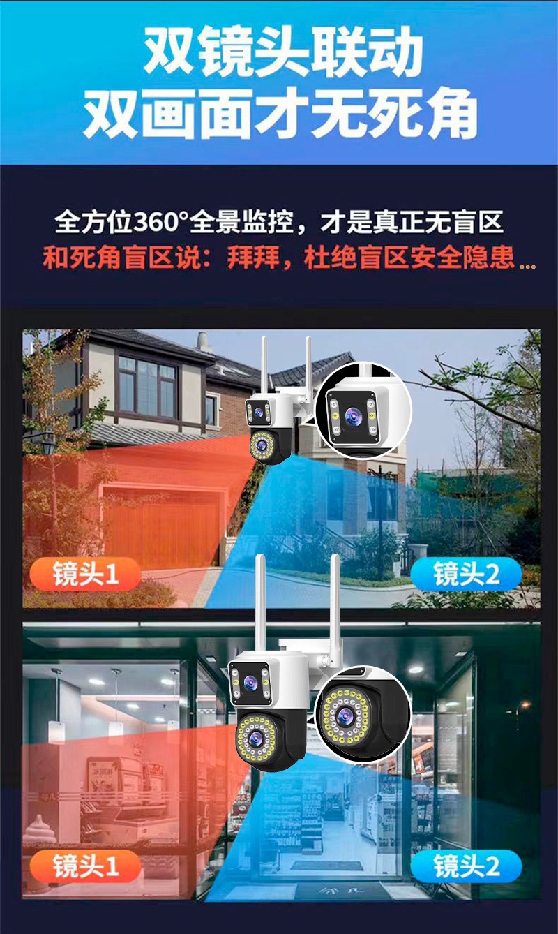 360° WiFi Security Camera, 1080P Panoramic View