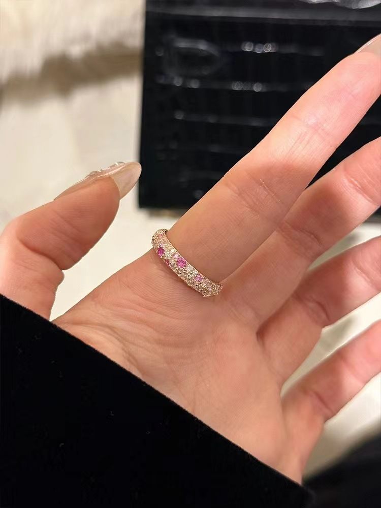 Farbige Diamantreihring Dopamin-Stil rosa