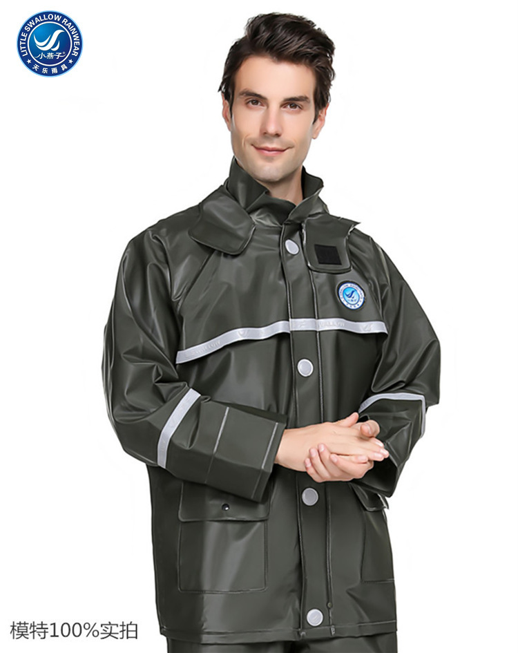 Men's raincoat and pants set, two-piece thickened