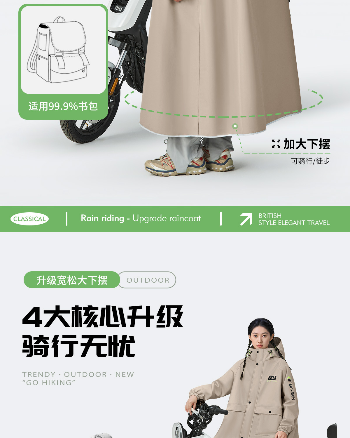 Electric Scooter Raincoat Oxford Cloth Unisex