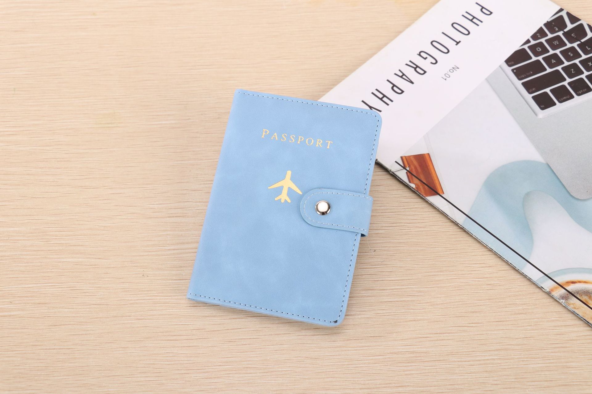 PU leather passport wallet, document storage, multi-card
