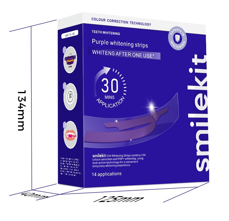 V34 purple teeth whitening strips, large box