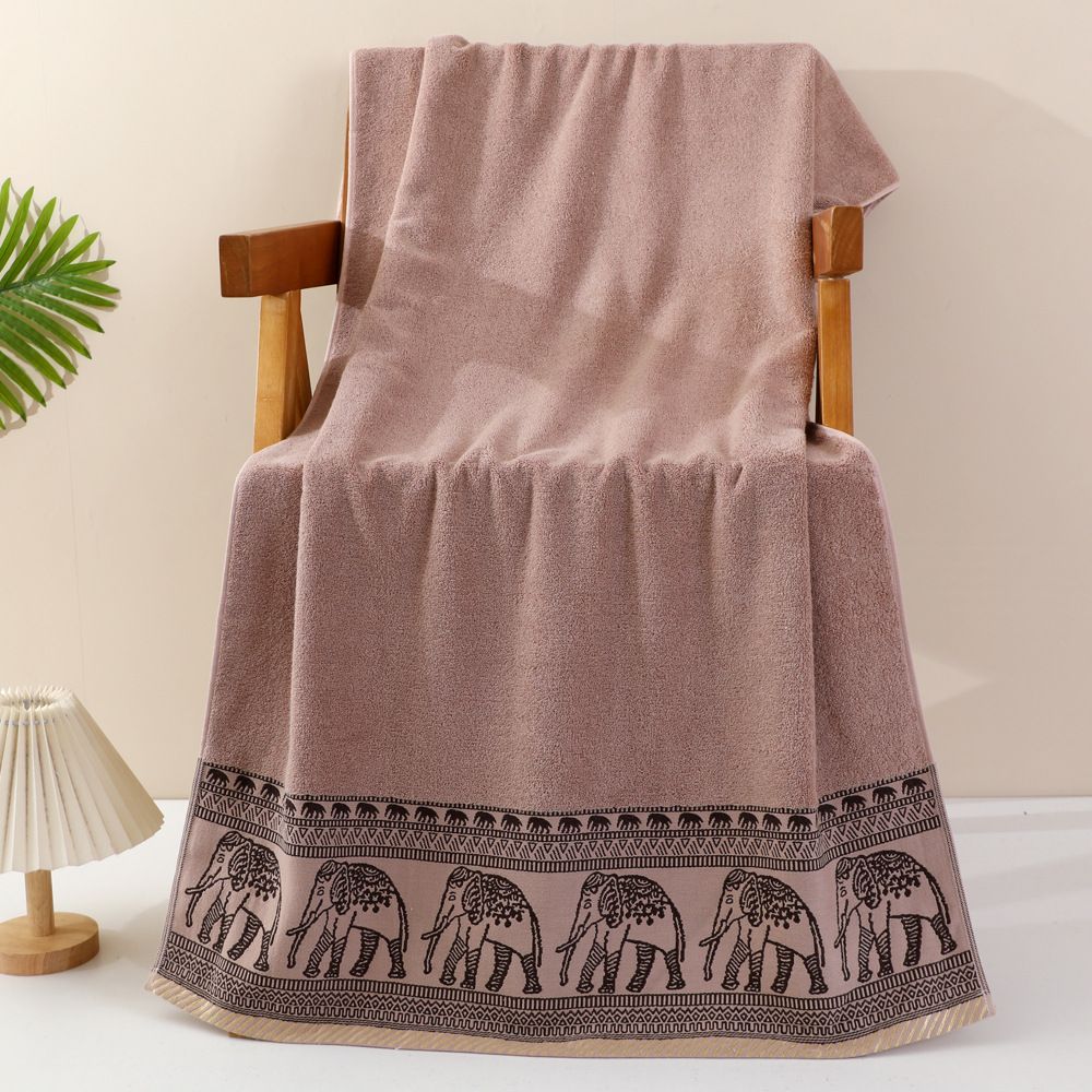 Pure cotton towel set with elephant jacquard pattern