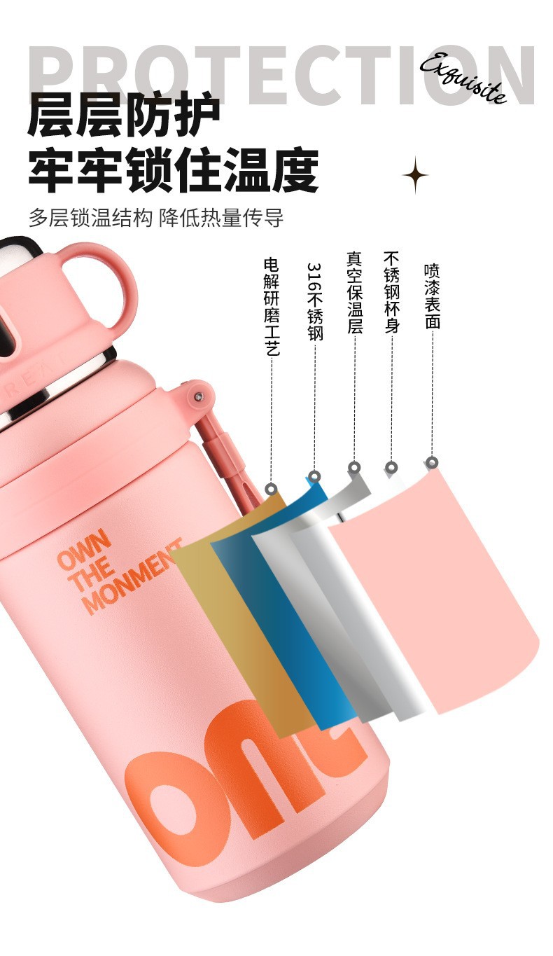Thermal water cup, 316 stainless steel, portable