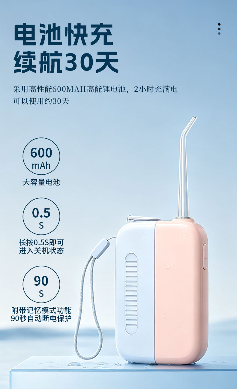 Portable electric oral irrigator with water flosser kit