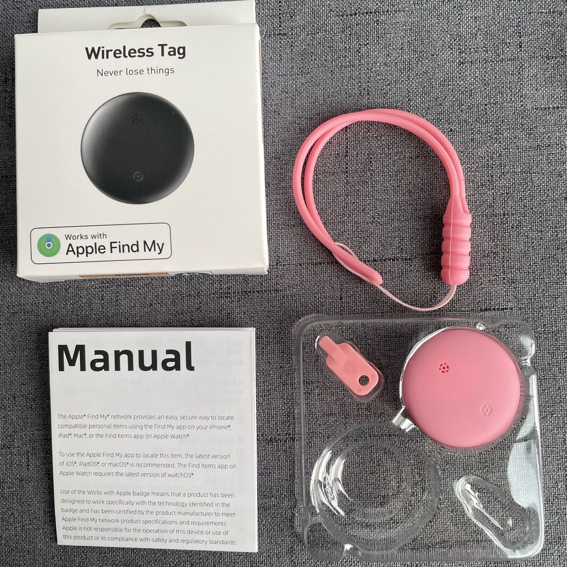 Wireless tag tracker for keychain, wallet, luggage