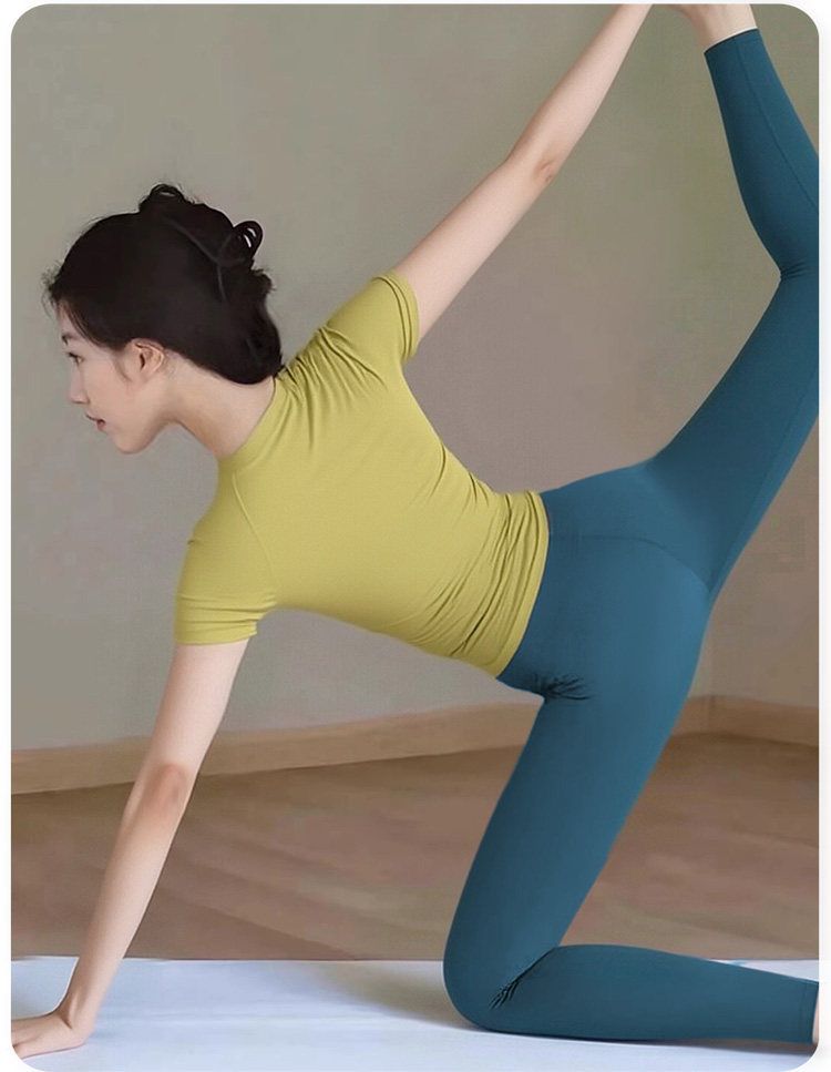 Damen Yoga-Oberteil, Kurzarm, figurbetonend, tragbar als Freizeitbekleidung, Frühling-Somm