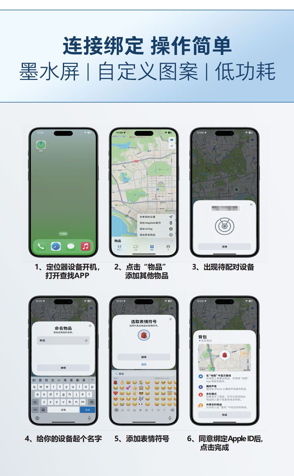 E-Ink Positioniergerät AirTag Apple Google kompatibel