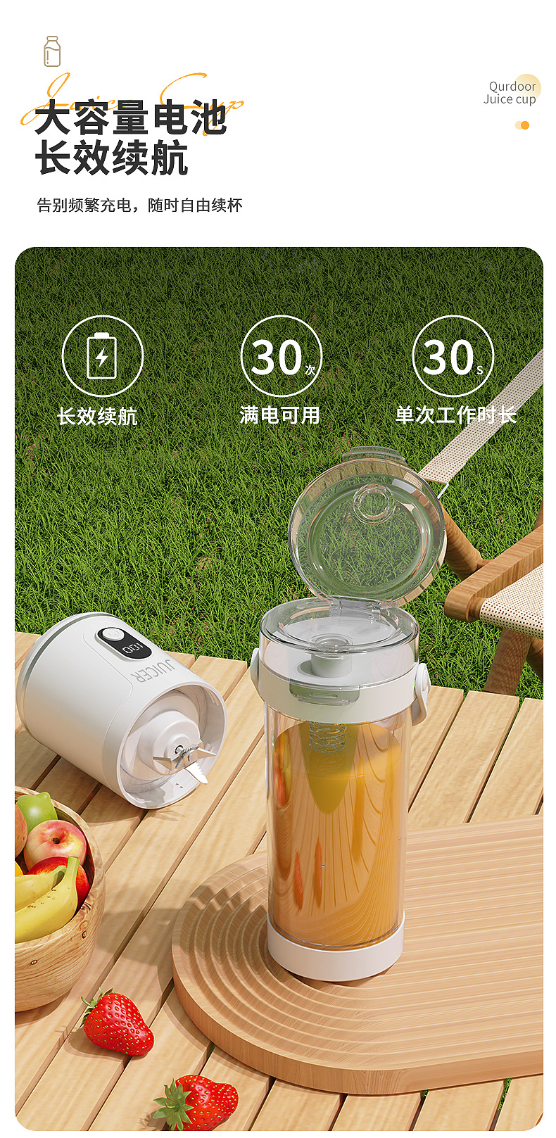 Portable electric juicer, ice crusher, wireless charging
