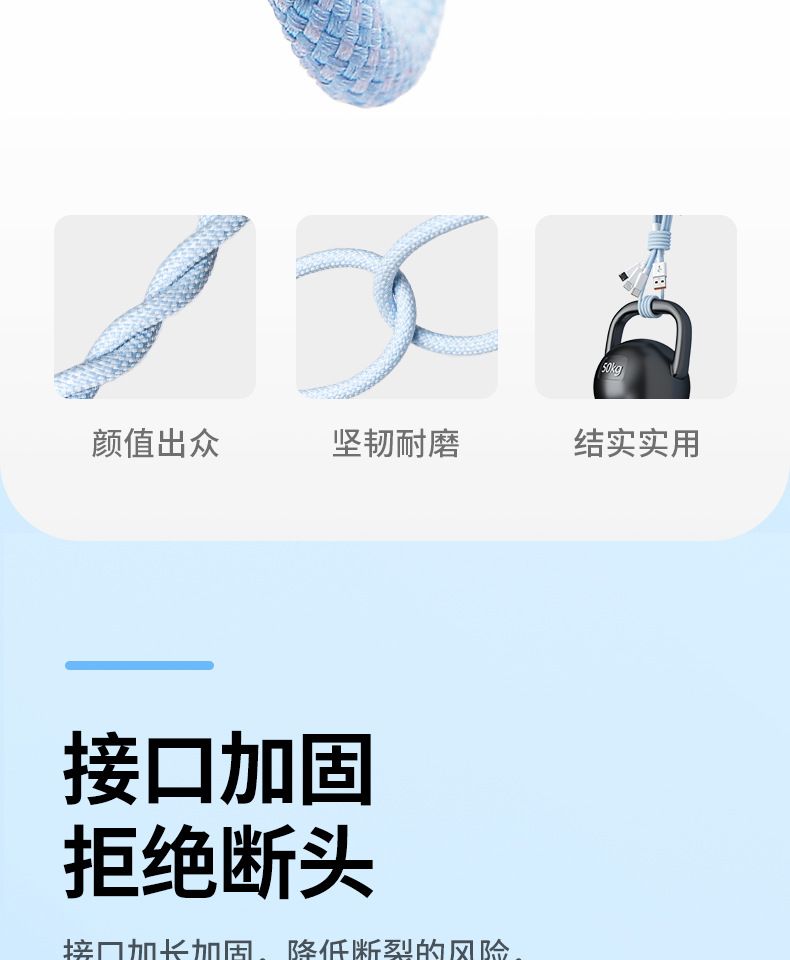 3-in-1 Datenkabel 66W, kompatibel mit Apple, Huawei, Xiaomi, OPPO