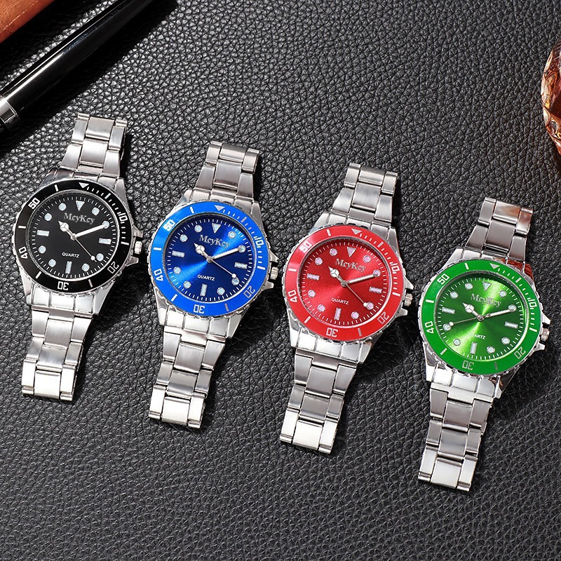 Men's quartz watch, steel strap, water-resistant business style
