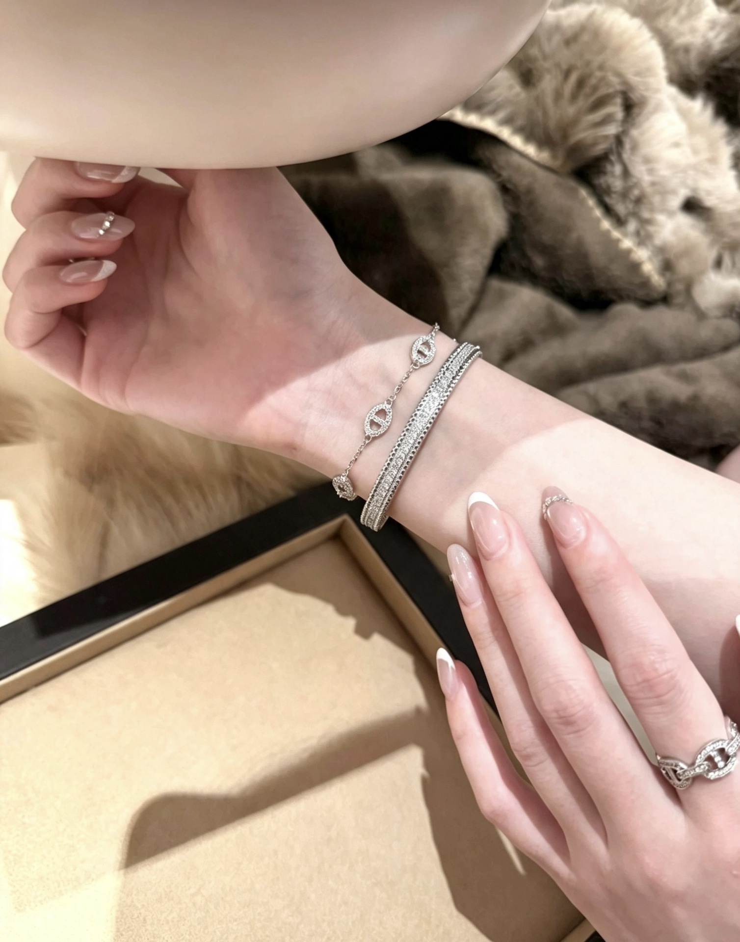S925 Sterlingsilber Schweinennase Armband mit Zirkonia