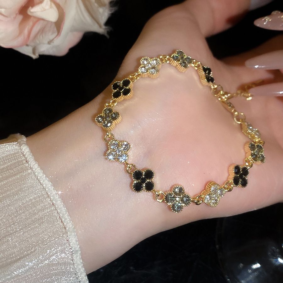 Strass-Glücksklee-Blüten-Armband, Vintage