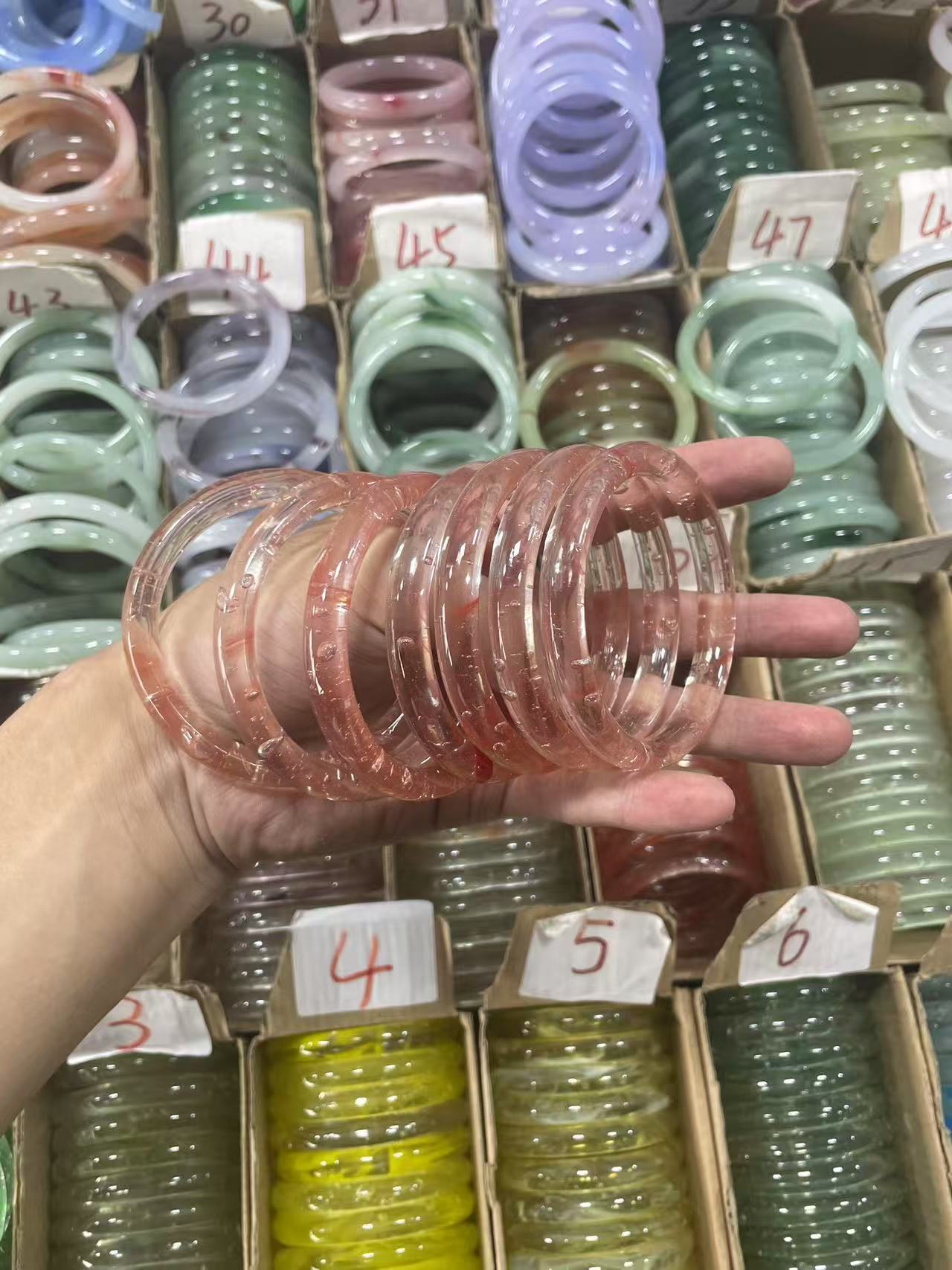 Fabrika doğrudan satış 10m emperyal yeşim bileklik 60 halka yeni Çin tarzı yeşim bileklik antik tarz Hanfu aksesuarı el takısı canlı tedarik