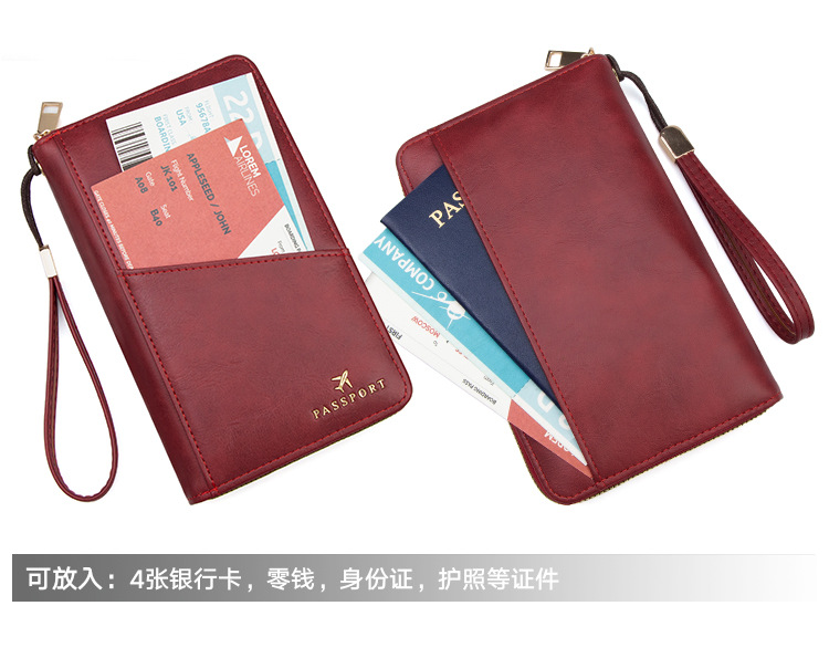 RFID Reisepass-Tasche, Langformat, mehrteilig, mit Reißverschluss