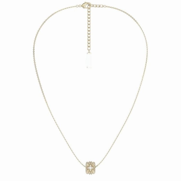 Iris flower design silver necklace, geometric