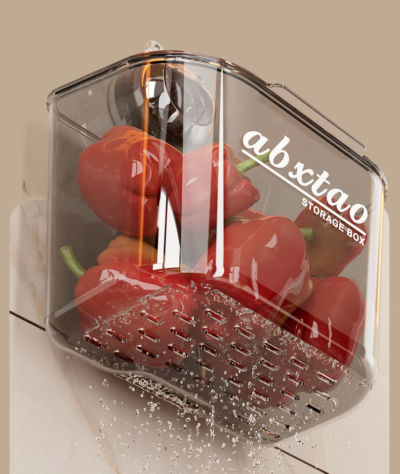 Kitchen spice storage box, wall-mounted suction cup