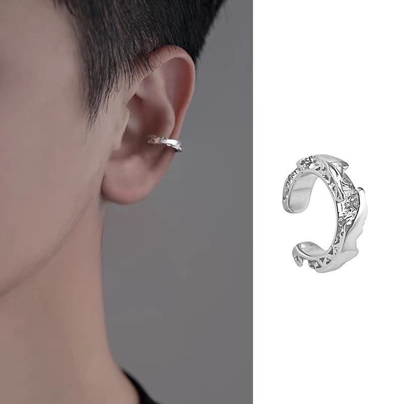 Erkek kulak klipsi, minimalist tarzda, piercing olmayan