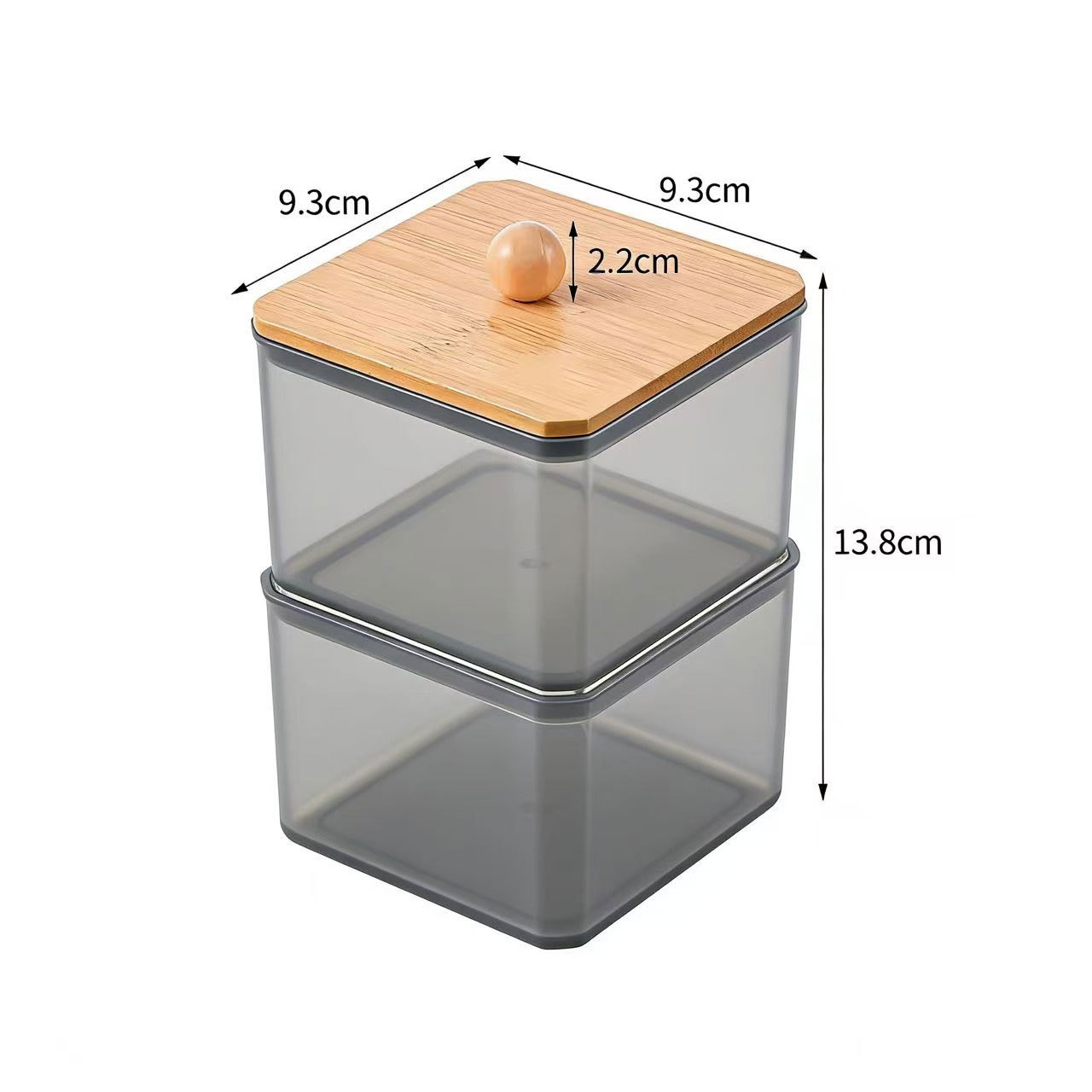 Acrylic Cotton Swab Storage Box, Transparent Gray Stackable Cosmetics Organizer