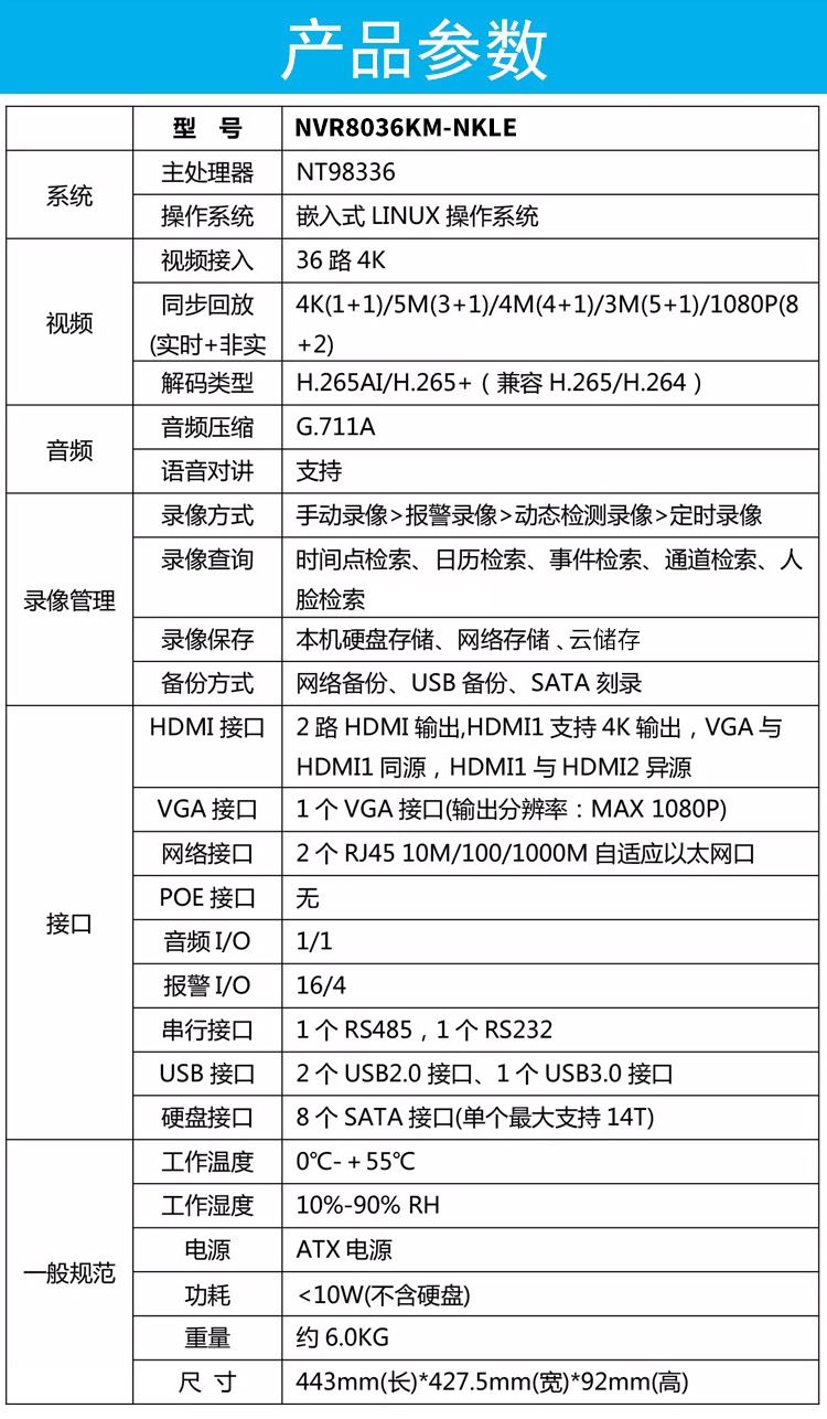 32-channel 8-disk NVR 4K H.265 high resolution recorder