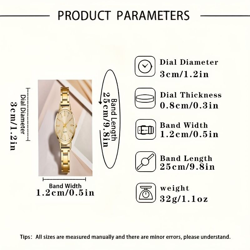 5-Piece Women's Quartz Watch Set with Jewelry Accessories