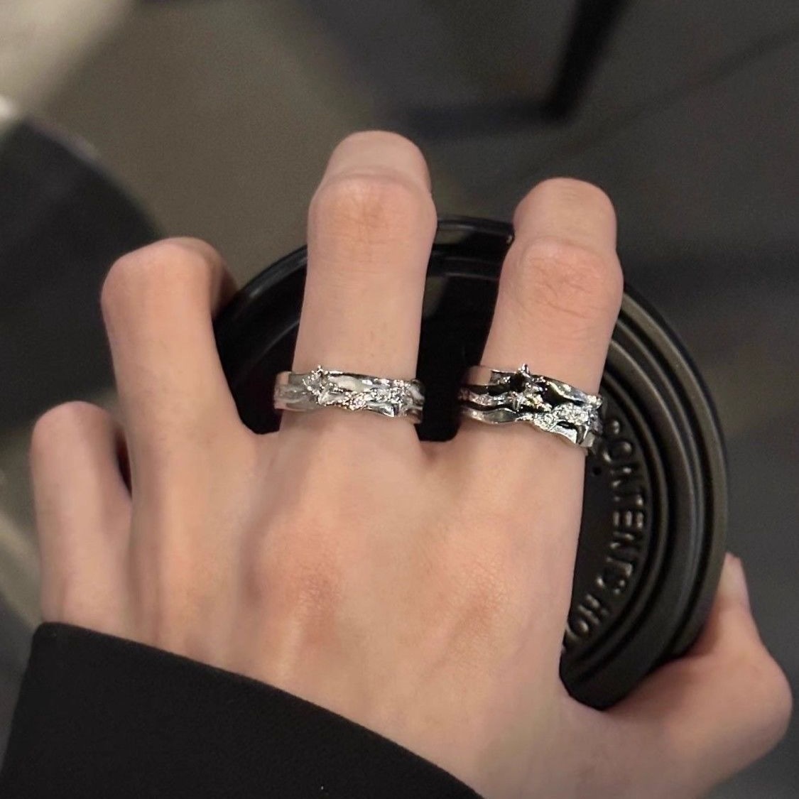 Star Burst Ring, Men and Women, Dark Style, Luxury