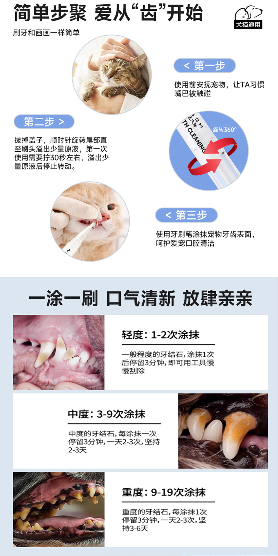 Pet teeth cleaning pen, for cats and dogs