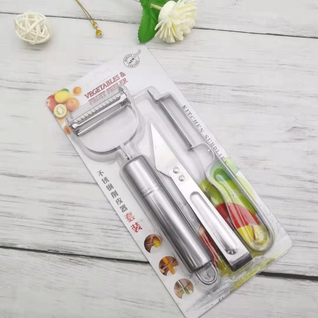 Paslanmaz çelik 3 parçalı soyucu seti