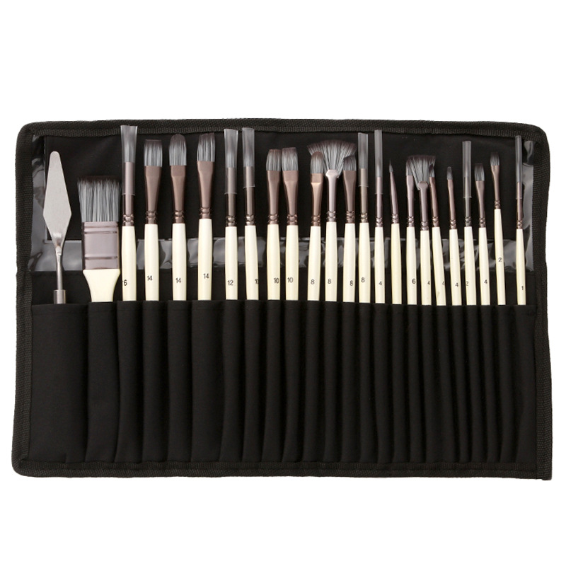 24-piece brush set for canvas, oil and watercolor