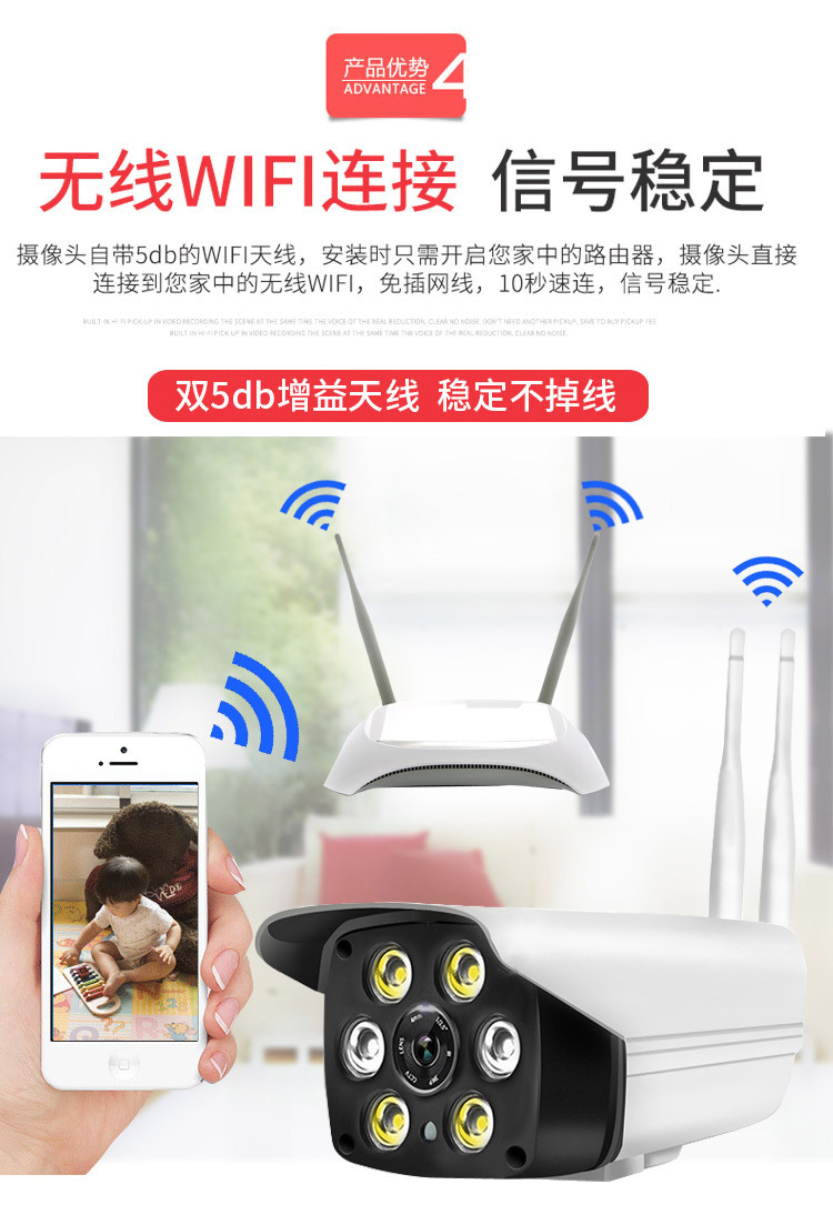 Güvenlik kamerası, 1080P, WIFI, gece görüşü, dış mekan