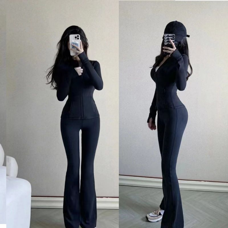 Yoga ceketi, çift taraflı fırçalı, nylon, uzun kollu