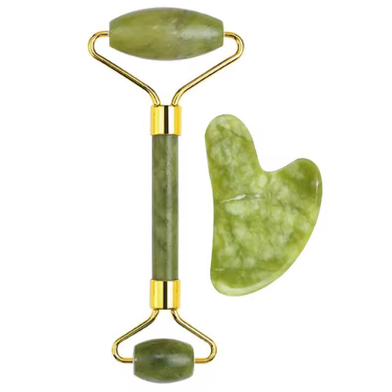 Rose Quartz Jade Dual-Head Roller Heart-Shaped Gua Sha