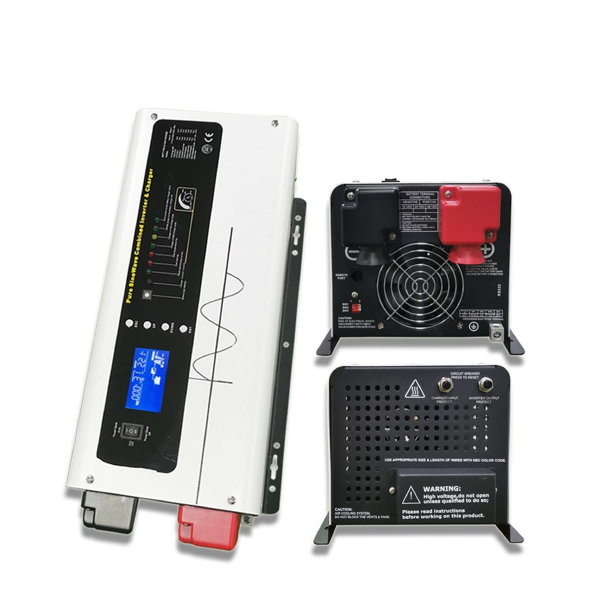 跨境正弦波太阳能逆变器12V24V 48V带充电UPS功能2000W 110V/220V