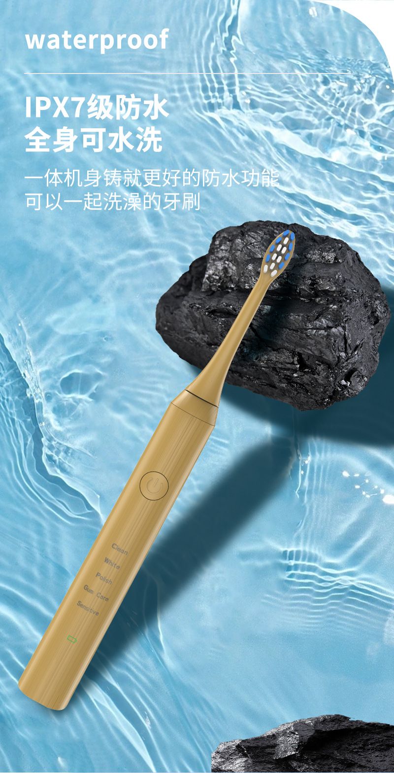 Sonic electric toothbrush, bamboo, inductive charging