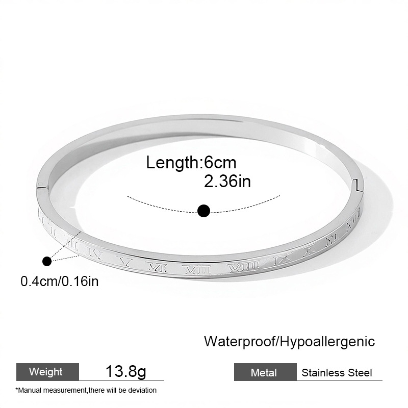 Armband mit römischen Ziffern Gravur, feines Modell, Schnappverschluss