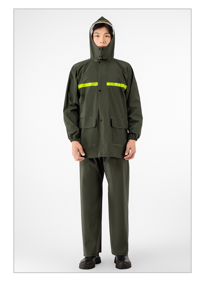PVC knitted fabric raincoat set waterproof two-piece detachable